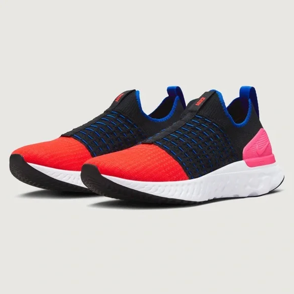 Nike React Phantom Run Flyknit 2 Black Bright Crimson Women’s Size 10 - Picture 2 of 15